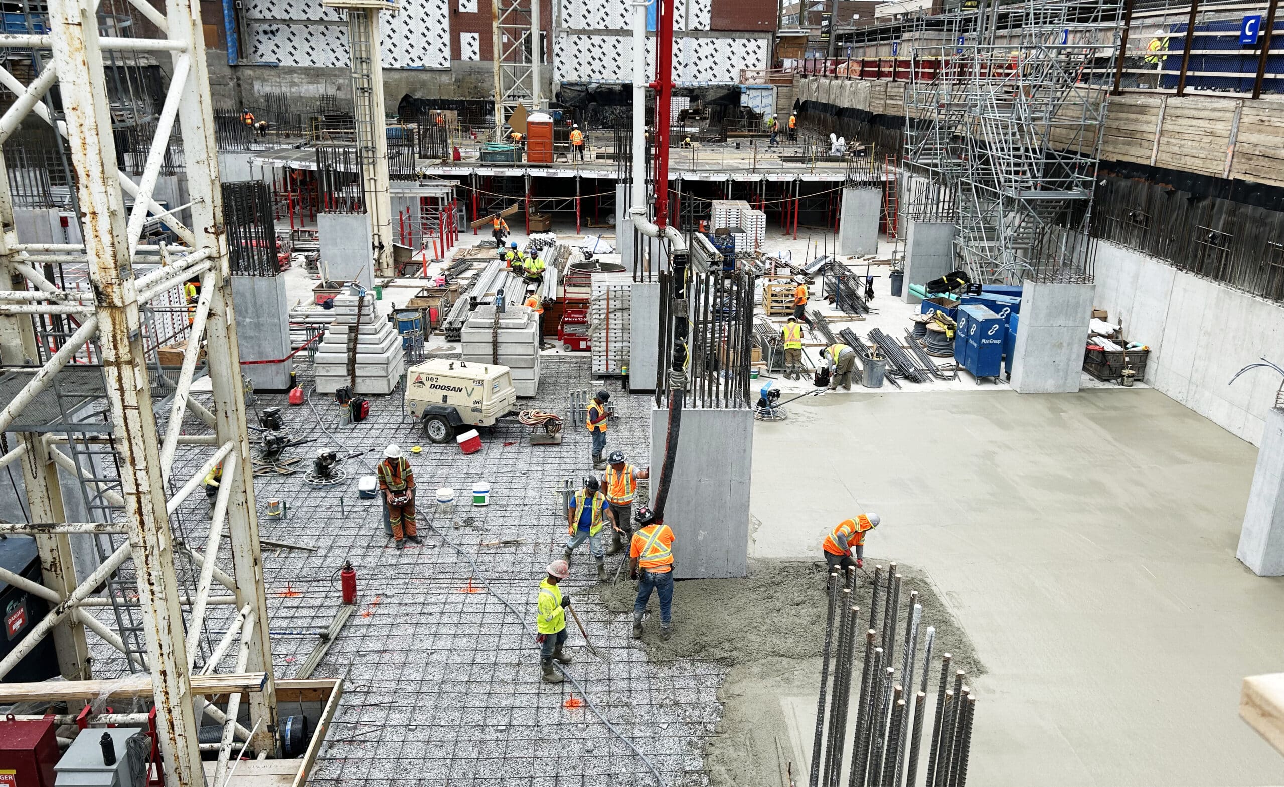 Concrete slab pour at Toronto Western Hospital with EllisDon