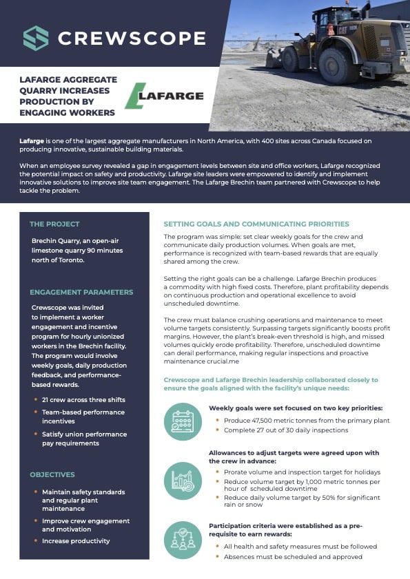 Lafarge Brechin Quarry improves production and maintenance with Crewscope